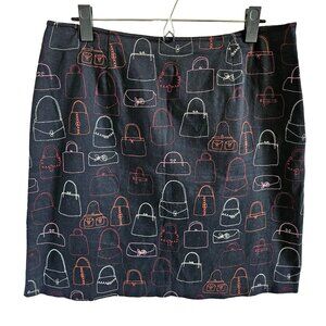 Harold's Woman Size 12 Novelty Print Skirt Embroidered Handbag Purse Classic Fun